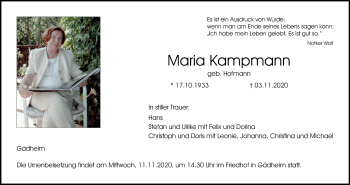 Anzeige von Maria Kampmann von MGO