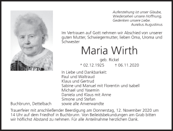 Anzeige von Maria Wirth von MGO