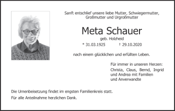 Anzeige von Meta Schauer von MGO