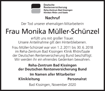 Anzeige von Monika Müller-Schünzel von MGO