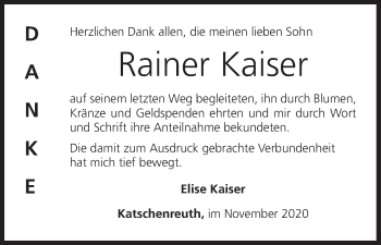 Anzeige von Rainer Kaiser von MGO
