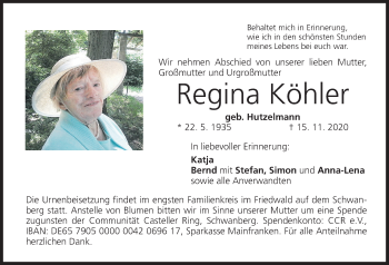 Anzeige von Regina Köhler von MGO
