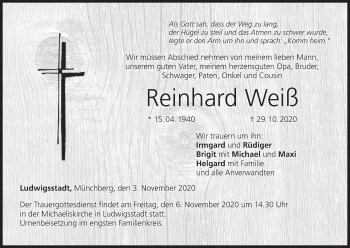 Anzeige von Reinhard Weiß von MGO