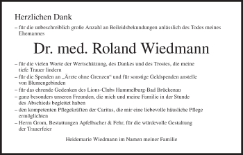 Anzeige von Roland Wiedmann von MGO