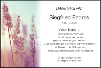 Anzeige von Siegfried Endres von MGO