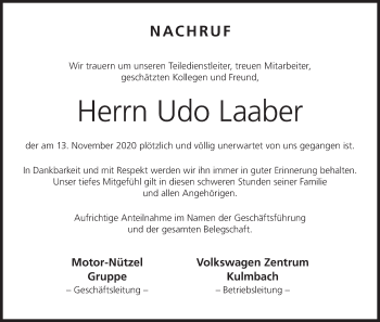 Anzeige von Udo Laaber von MGO