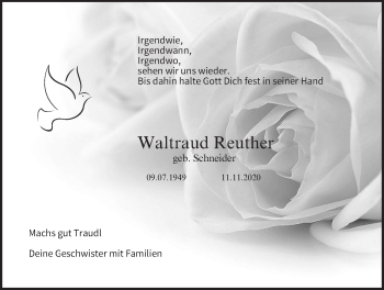 Anzeige von Waltraud Reuther von MGO