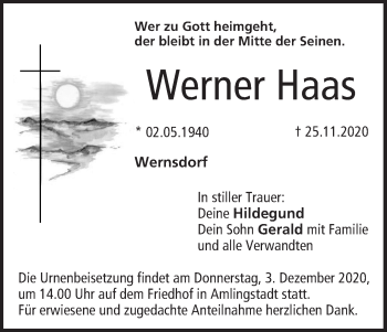 Anzeige von Werner Haas von MGO