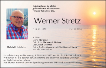 Anzeige von Werner Stretz von MGO