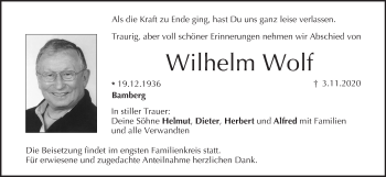 Anzeige von Wilhelm Wolf von MGO