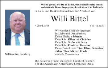 Anzeige von Willi Bittel von MGO