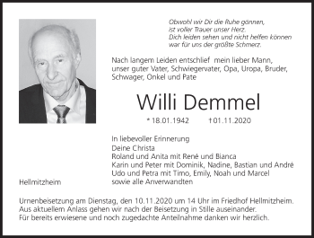 Anzeige von Willi Demmel von MGO