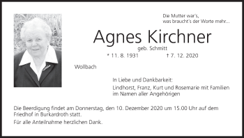 Anzeige von Agnes Kirchner von MGO