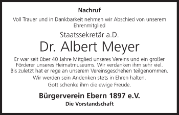 Anzeige von Albert Meyer von MGO