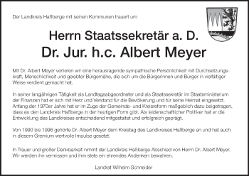 Anzeige von Albert Meyer von MGO