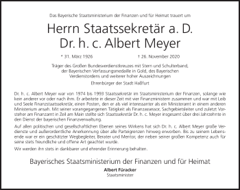 Anzeige von Albert Meyer von MGO