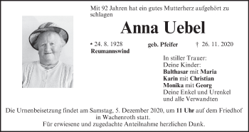 Anzeige von Anna Uebel von MGO