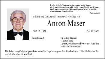 Anzeige von Anton Maser von MGO