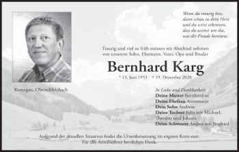 Anzeige von Bernhard Karg von MGO