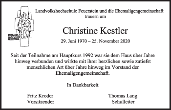 Anzeige von Christine Kestler von MGO