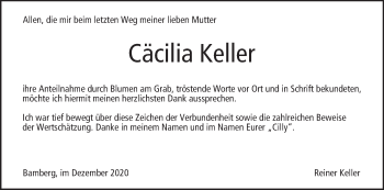 Anzeige von Cäcilia Keller von MGO