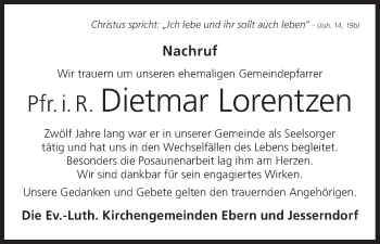 Anzeige von Dietmar Lorentzen von MGO