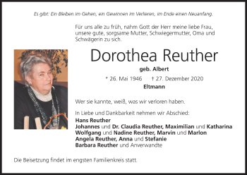 Anzeige von Dorothea Reuther von MGO