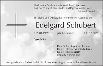 Anzeige von Edelgard Schubert von MGO