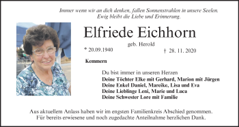 Anzeige von Elfriede Eichhorn von MGO