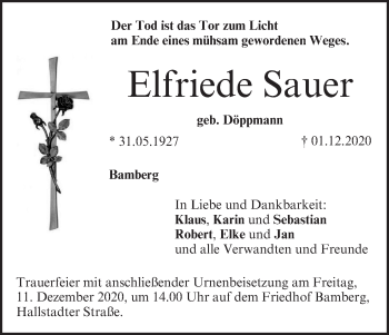 Anzeige von Elfriede Sauer von MGO