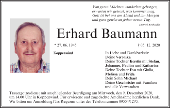 Anzeige von Erhard Baumann von MGO