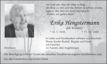 Anzeige von Erika Hengstermann von MGO