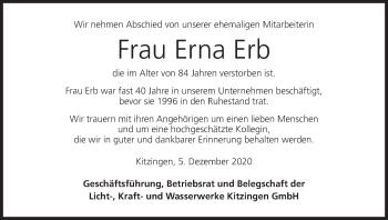 Anzeige von Erna Erb von MGO