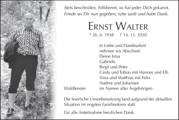 Anzeige von Ernst Walter von MGO