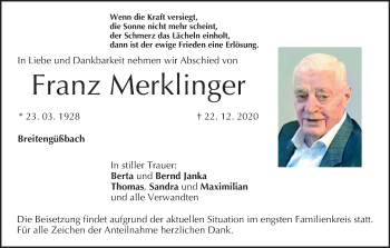 Anzeige von Franz Merklinger von MGO