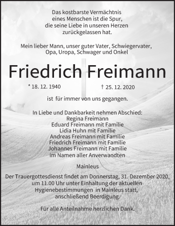 Anzeige von Friedrich Freimann von MGO