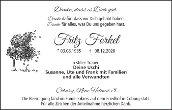 Anzeige von Fritz Forkel von MGO