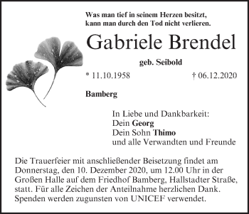 Anzeige von Gabriele Brendel von MGO
