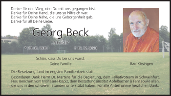 Anzeige von Georg Beck von MGO