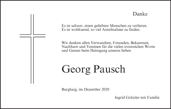 Anzeige von Georg Pausch von MGO