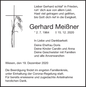 Anzeige von Gerhard Meißner von MGO