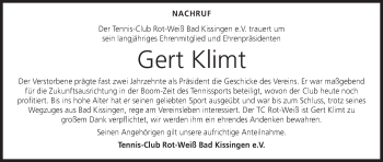 Anzeige von Gert Klimt von MGO