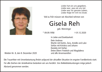 Anzeige von Gisela Reh von MGO