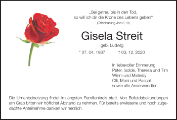 Anzeige von Gisela Streit von MGO