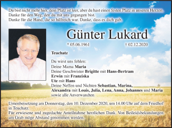 Anzeige von Günter Lukard von MGO