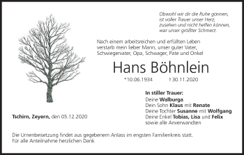 Anzeige von Hans Böhnlein von MGO