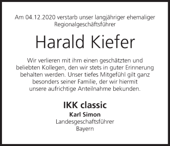 Anzeige von Harald Kiefer von MGO