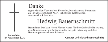 Anzeige von Hedwig Bauernschmitt von MGO