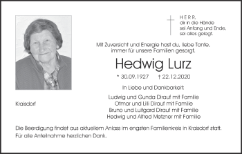 Anzeige von Hedwig Lurz von MGO