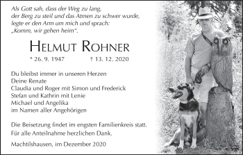 Anzeige von Helmut Rohner von MGO